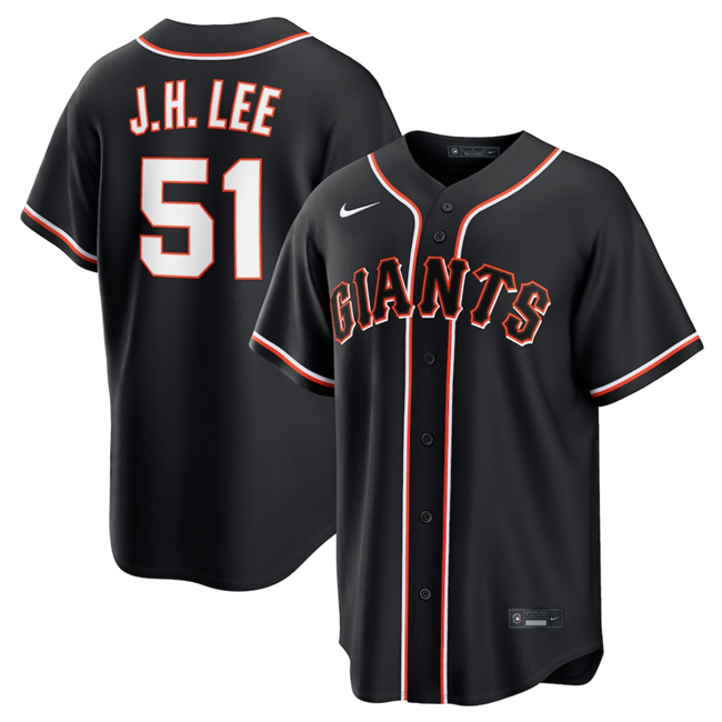 Men's San Francisco Giants #51 Jung Hoo Lee 2026 Fashion Replica Black Out Stitched Baseball Jersey